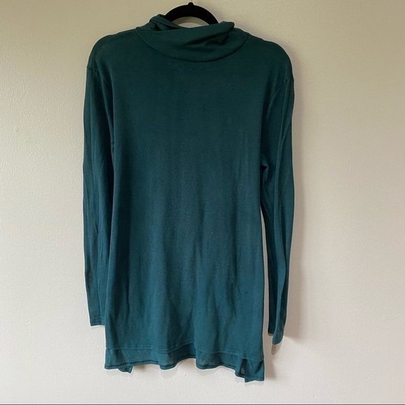 Simply Vera Mock Turtleneck Tunic Style Shirt Tie Back Teal - Picture 3 of 6